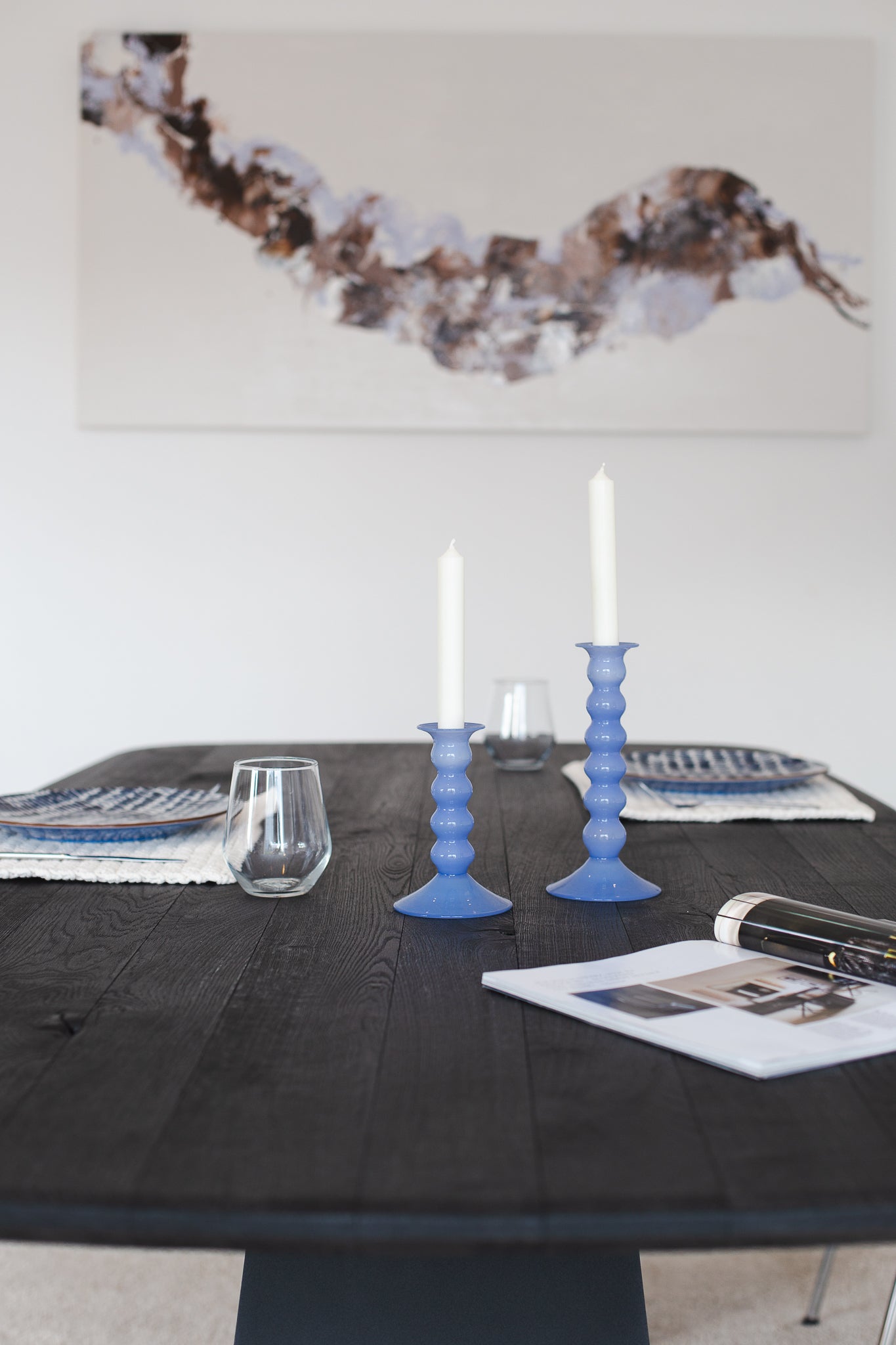 Esstisch Navalis aus Wildeiche in Bootsform, 220x100 cm, geköhlt schwarz - Draufsicht